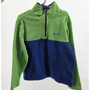 Eddie Bauer Kids Fleece Pullover Colorblock Blue Green 1/4 Zip Size Small Layers